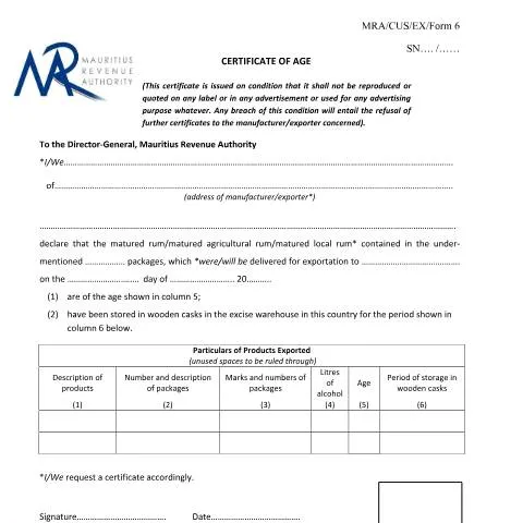 Document preview: Understanding the Importance of the Certificate of Age in Mauritius — Civil status & identity (CERFA n°CertificateofAge)