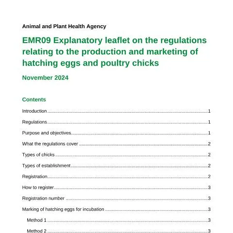 Document preview: Mandatory Registration for UK Egg Hatcheries and Breeding Premises — Government & admin