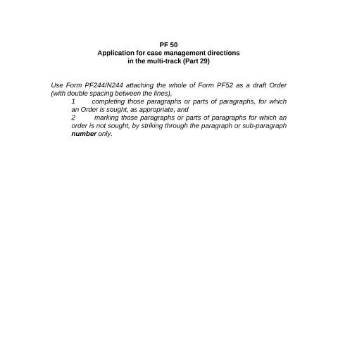 Document preview: Understanding Form PF50 in UK Civil Litigation — Legal & justice