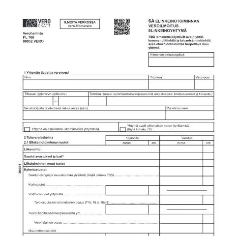 Document preview: Miksi 6A Elinkeinotoiminnan veroilmoitus (3055) on tärkeä? — Verot & verotus (CERFA n°Vero 3055)