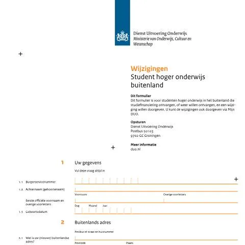 Documentvoorvertoning: Informatie over het formulier voor wijzigingen in studiefinanciering — Onderwijs & opleiding