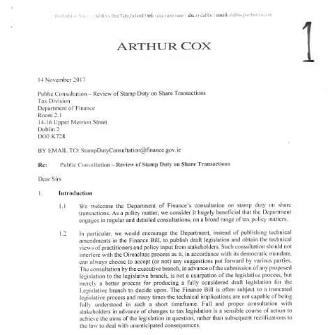Document preview: Understanding Stamp Duty's Role in Irish Financial Markets — Taxes
