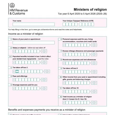 Document preview: Ministers of Religion Tax Guide: SA102M Supplementary Pages Explained — Taxes