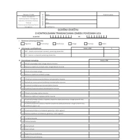 Document preview: Uloga obrasca TP-902 u poreskom sistemu BiH — Porezi i fiskalnost (CERFA n°TP-902)