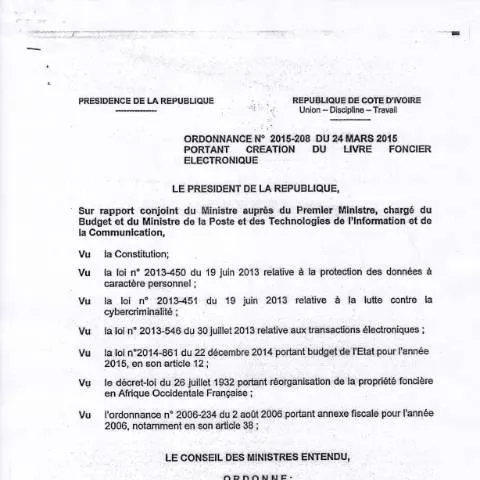 Aperçu du document Modernisation du secteur foncier ivoirien avec le livre électronique — Immobilier & foncier