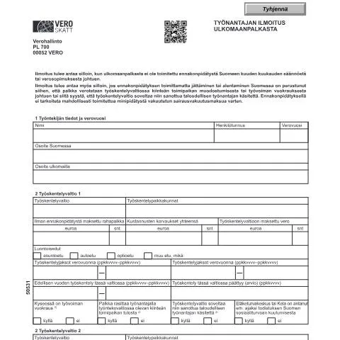 Document preview: Työnantajan ilmoitus ulkomaanpalkasta (5053a) ja sen merkitys — Verot & verotus (CERFA n°Vero 5053a)