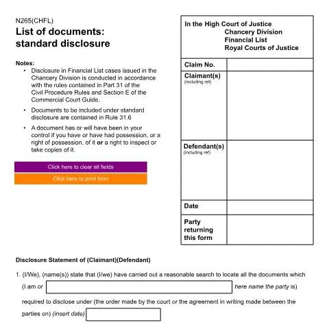 Document preview: The Importance of N265(CHFL) in Financial List Cases — Legal & justice