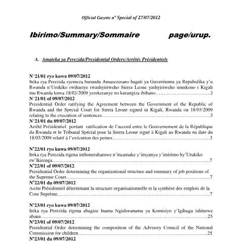 Document preview: Decoding Rwanda's Presidential Order: A Key Administrative Tool — Government & admin (CERFA n°presidential_order)
