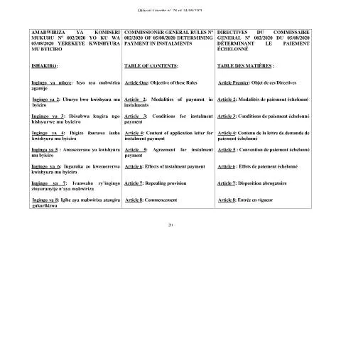 Document preview: Rwandan Guidelines for Payment in Installments — Taxes (CERFA n°cg__rules_payment_in_instalments)