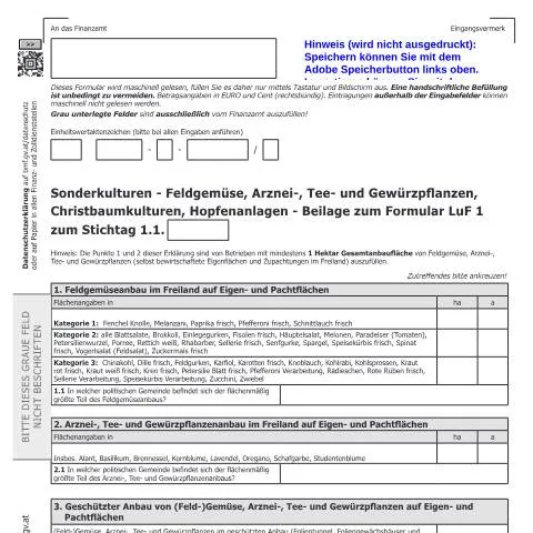 Dokumentvorschau: Einführung in das LuF1-S Formular für Sonderkulturen — Steuern (CERFA n°LuF1-S)