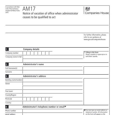 Document preview: Understanding the AM17 Notice of Vacation of Office — Business