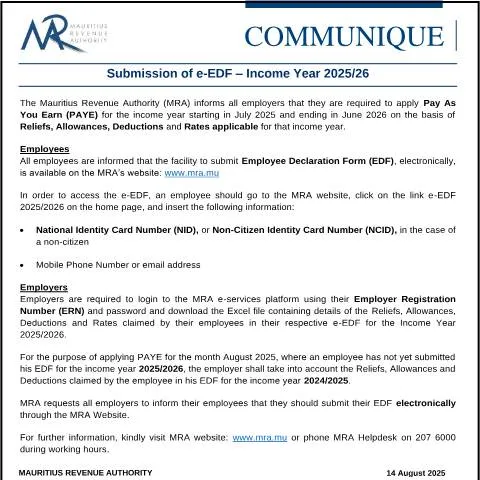 Document preview: Guide to e-EDF Submission for 2025/26 Income Year — Taxes (CERFA n°Com-e-EDF2025)