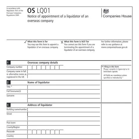 Document preview: Understanding the OS LQ01 Form for Liquidator Appointment — Business