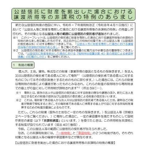 Document preview: 公益信託における譲渡所得非課税特例の概要 — 行政手続き (CERFA n°A4-13)