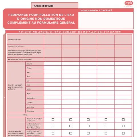 Aperçu du document Redevance pollution eau non domestique : guide du formulaire 13737*05 — Démarches administratives (CERFA n°13737*05)
