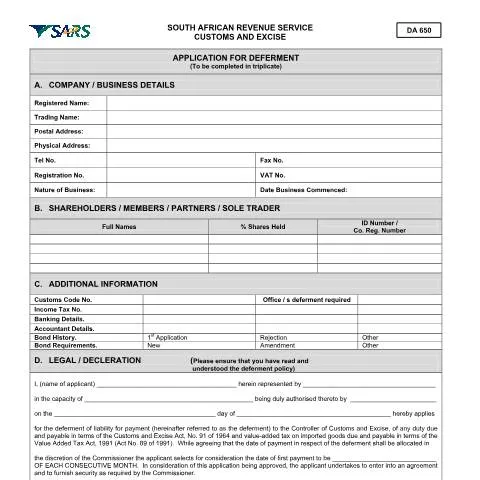 Document preview: Understanding the DA 650 Form for Deferment — Government & admin (CERFA n°DA 650)