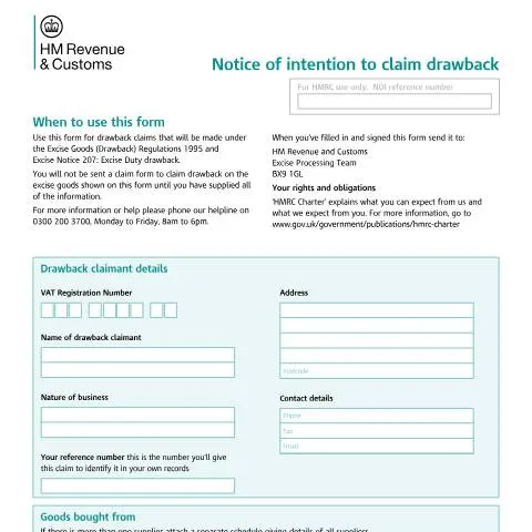 Document preview: HMRC Excise Duty Drawback: EX75 Notice Requirements — Taxes
