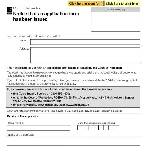 Document preview: Understanding Court of Protection Form COP15: What Being Notified — Legal & justice
