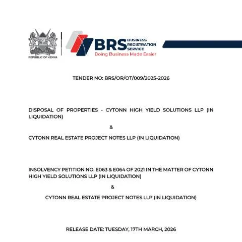 Document preview: Essential Guide to Cytonn High Yield Solutions Tender Document — Property & real estate (CERFA n°TENDER-DOCUMENT-FOR-DISPOSAL-OF-PROPERTIES-FOR-CYTONN-HIGH-YIELD-SOLUTIONS-LLPIN-LIQUIDATION-Final)
