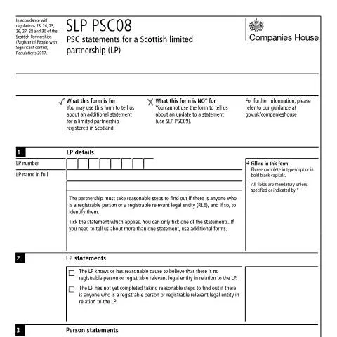 Document preview: Navigating the SLP PSC08 for Scottish Limited Partnerships — Business