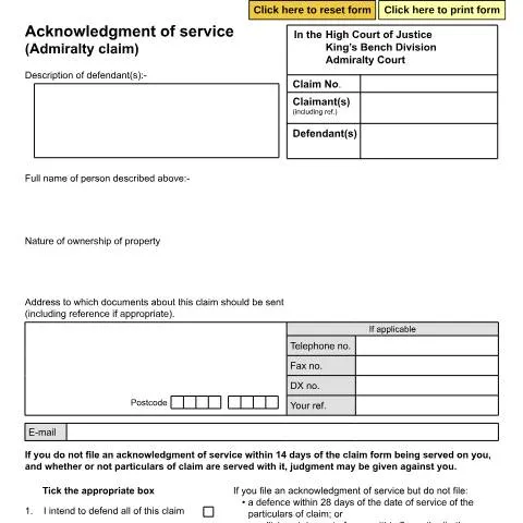 Document preview: Navigating Form ADM2 for Admiralty Claims in the UK — Legal & justice