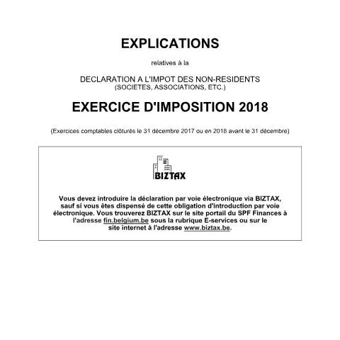 Aperçu du document Guide sur la déclaration à l'impôt des non-résidents pour 2018 — Impôts & fiscalité (CERFA n°121-275-2-explications-2018)
