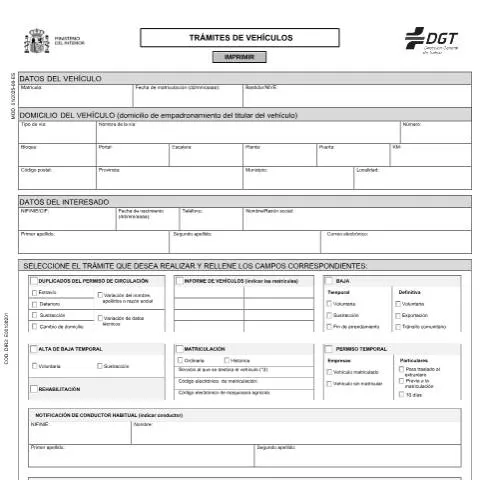 Vista previa del documento Modelo 01: Impreso Esencial para Trámites de Vehículos — Vehículo y conducción (CERFA n°01)