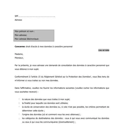 Aperçu du document Exercer vos droits sur vos données personnelles en Belgique — Numérique & données personnelles (CERFA n°Droit d’accès à mes données à caractère personnel)