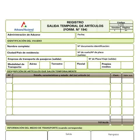 Vista previa del documento Guía sobre la Salida Temporal de Artículos en Bolivia — Trámites administrativos (CERFA n°R-339)