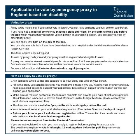 Document preview: How to Apply for an Emergency Proxy Vote in the UK — Health