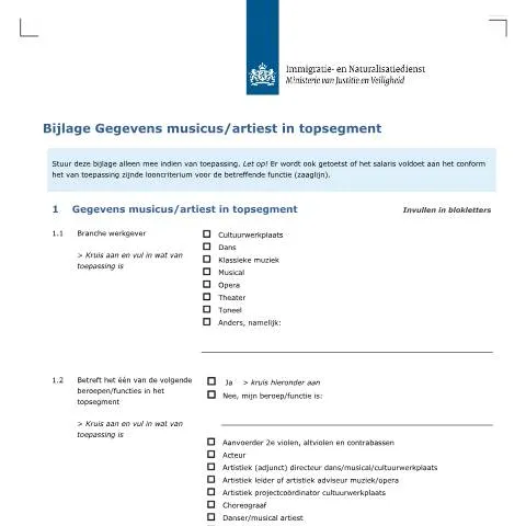 Documentvoorvertoning: Belang van Bijlage Gegevens musicus/artiest in topsegment — Werk (CERFA n°7139)