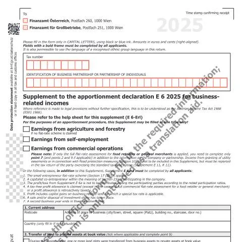 Dokumentvorschau: Wichtige Informationen zum Formular E6a-EN für Unternehmer — Steuern (CERFA n°E6a-EN)
