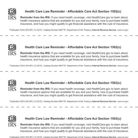 Document preview: Navigating Health Insurance with IRS Publication 5243 — Taxes (CERFA n°PUB-5243)