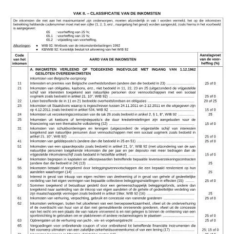 Aperçu du document Aangifte 273 : Un outil clé pour les contribuables belges — Impôts & fiscalité (CERFA n°classificatie-van-de-inkomsten-2014)
