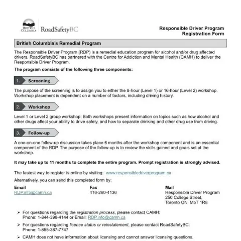 Document preview: Understanding the Responsible Driver Program Registration Process — Vehicle & driving (MV0704)