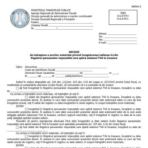 Document preview: Importanța Deciziei de Îndreptare a Eroilor Materiale în TVA — Impozite & fiscalitate (CERFA n°A6_OPANAF_1503_2016)