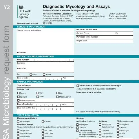 Document preview: UK Health Security Agency Diagnostic Mycology Referral Process — Health