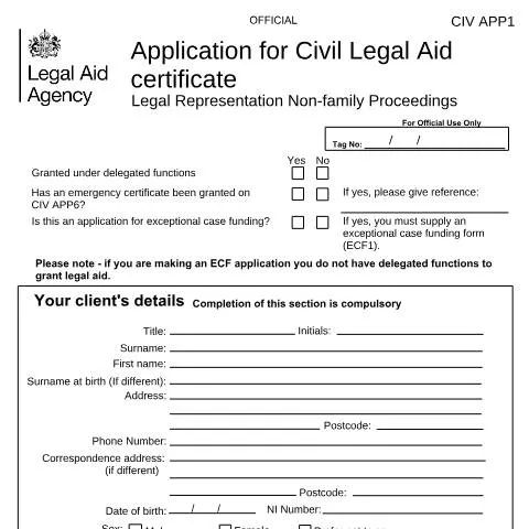 Document preview: How to Complete Your CIV APP1 Civil Legal Aid Application — Legal & justice