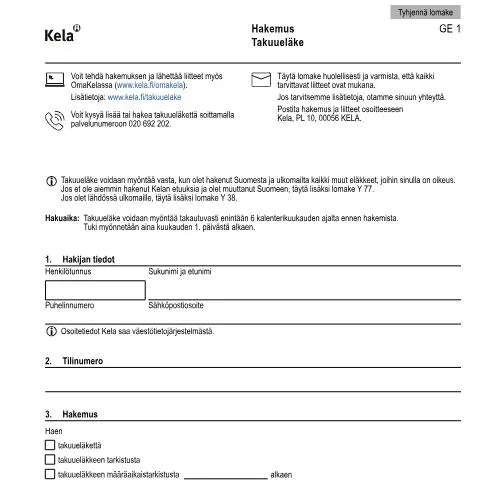 Document preview: Takuueläke: Elinajan turvaaja vai byrokratian este? — Hallinnolliset asiat (CERFA n°Kela GE 1)