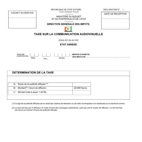 Aperçu du document Comprendre la Taxe sur la Communication Audiovisuelle en Côte d'Ivoire — Impôts & fiscalité
