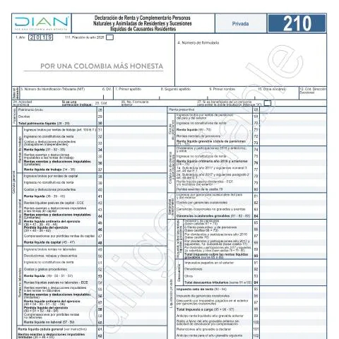 Vista previa del documento Guía para declaración de renta 2020 en Colombia — Impuestos (CERFA n°F210-2020)