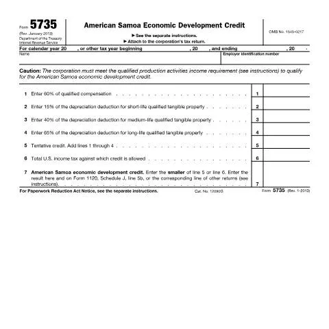 Document preview: Essential Guide to IRS Form 5735 for Corporations — Taxes (CERFA n°5735)