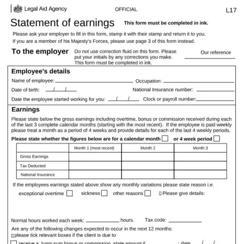 Document preview: L17 Statement of Earnings: Essential Employment Documentation Guide — Government & admin (L17)