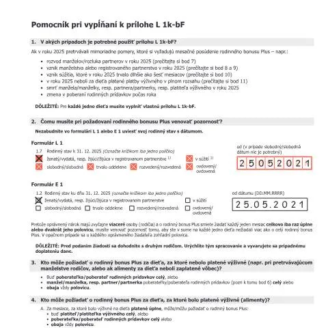 Dokumentvorschau: Wichtige Informationen zum L1k-bF-Erl-SK für den Familienbonus Plus — Behörden & Verwaltung (CERFA n°L1k-bF-Erl-SK)