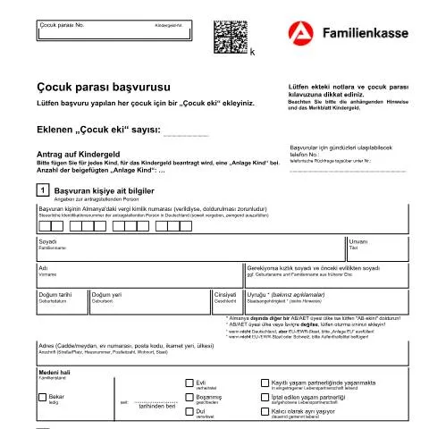 Dokumentvorschau: Wichtige Informationen zum Kindergeldantrag — Familie (CERFA n°kb1-t-antrag-kindegeld_ba033730)