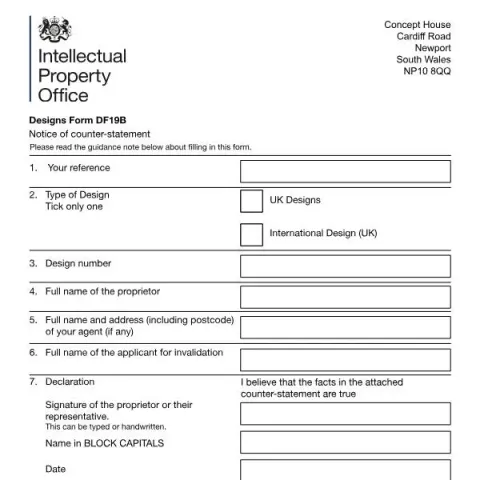Document preview: Understanding the Notice of Counter-Statement in UK IP Disputes — Government & admin (DF19B)