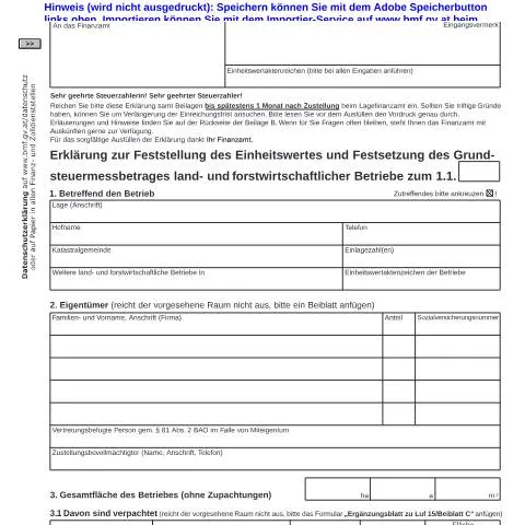 Dokumentvorschau: Wichtige Informationen zum Luf15 für Landwirte — Steuern (CERFA n°Luf15)