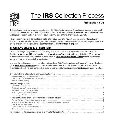 Document preview: Navigating the IRS Collection Process with Publication 594 — Taxes (CERFA n°PUB-594)