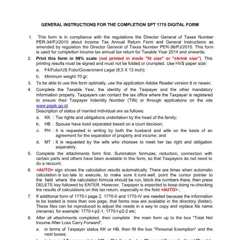 Document preview: Panduan Lengkap Mengisi Formulir 1770 untuk Pajak Anda — Pajak & perpajakan (CERFA n°ID-DJP-bilingual-TRF-1770-2016)