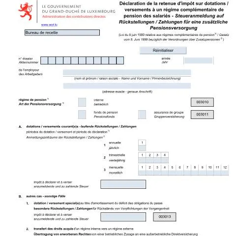Aperçu du document Obligations fiscales pour les pensions complémentaires au Luxembourg — Impôts & fiscalité (CERFA n°960 FD)